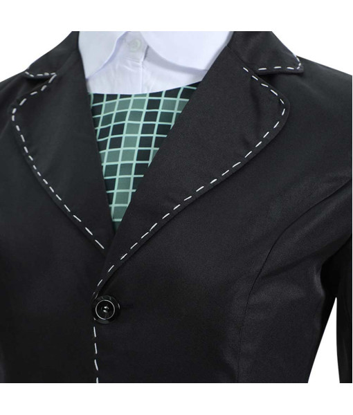 Women Gothic Style Black Coat Green Dress Halloween Costume