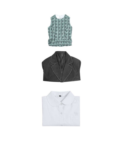 Women Gothic Style Black Coat Green Dress Halloween Costume