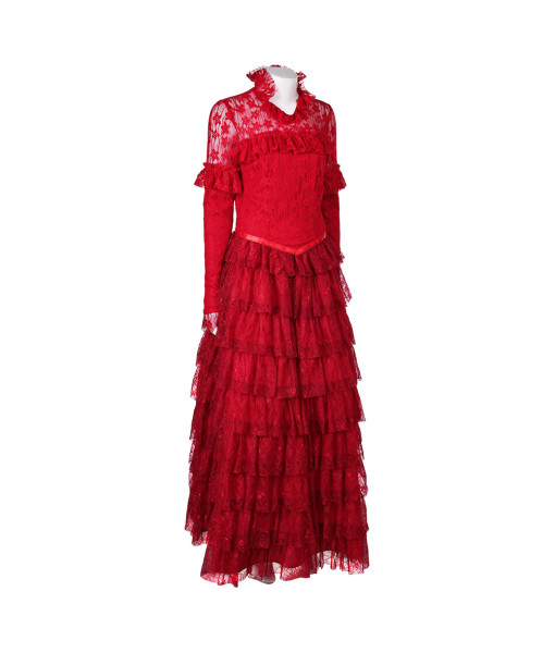 Women Red Wedding Dress Mesh Long Dress Witch Role Play Halloween Costume