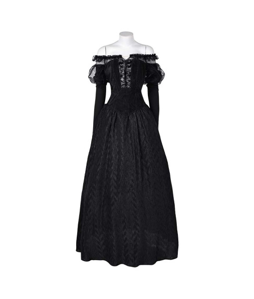 Witch Lace Gothic Shoulder Gown Women Halloween Costume