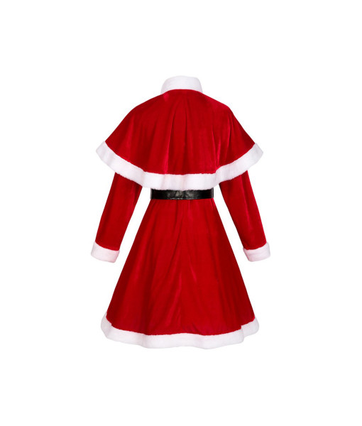 Women Red Dress with Shawl Uniform Set Santa Claus Christmas Costume