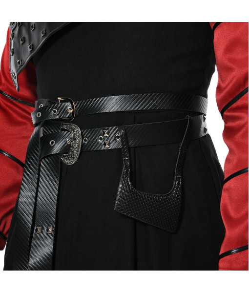 Men Medieval Fantasy Black Leather Prince Outfit Halloween Stage Costume