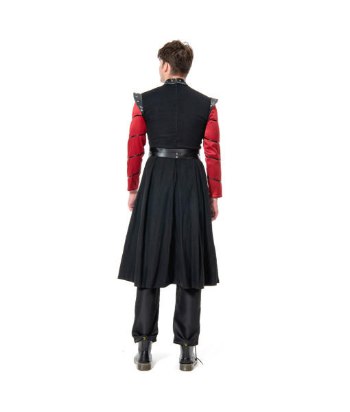 Men Medieval Fantasy Black Leather Prince Outfit Halloween Stage Costume