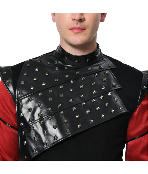 Men Medieval Fantasy Black Leather Prince Outfit Halloween Stage Costume