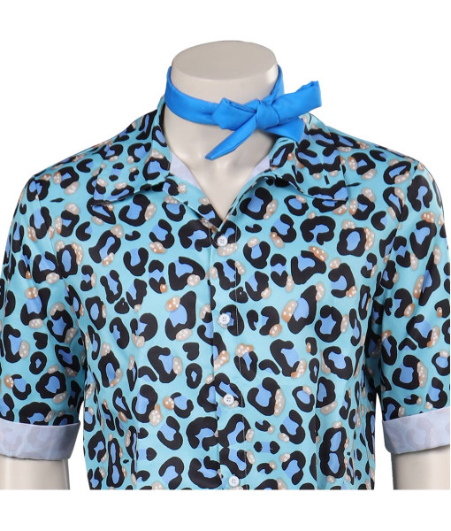 Men 70s Vintage Blue Leopard Printed Cheetah Summer Outfit