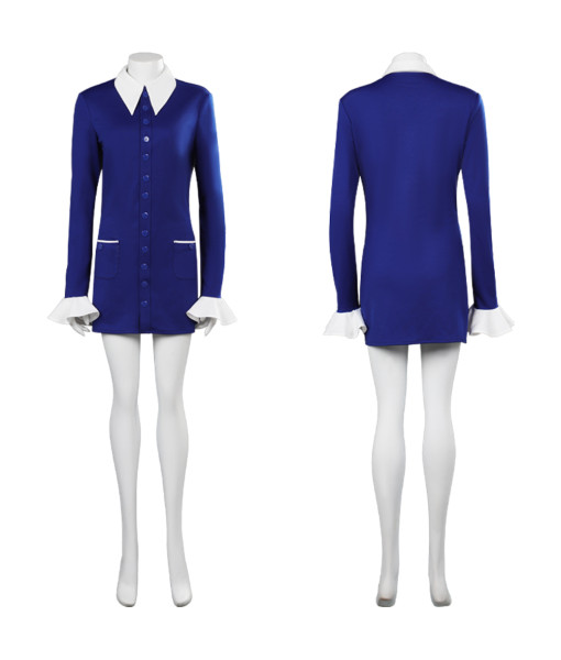 Women Vintage Blue Short Dress Halloween Costume