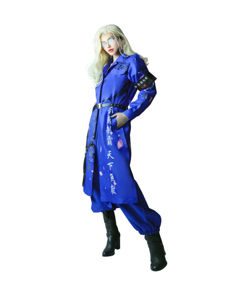Women Blue Japanese Bakuzoku Uniform Motorcyle Gang Halloween Carnival Suit Costume