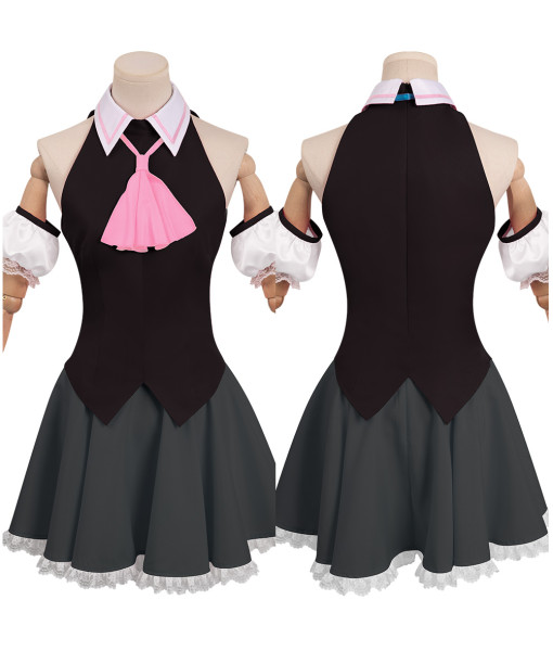 Women Black Dress Pink Linin Outfit Halloween Costume