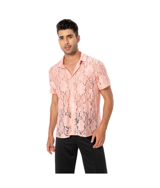 1980s Pink Lace Shirt Men Halloween Costume