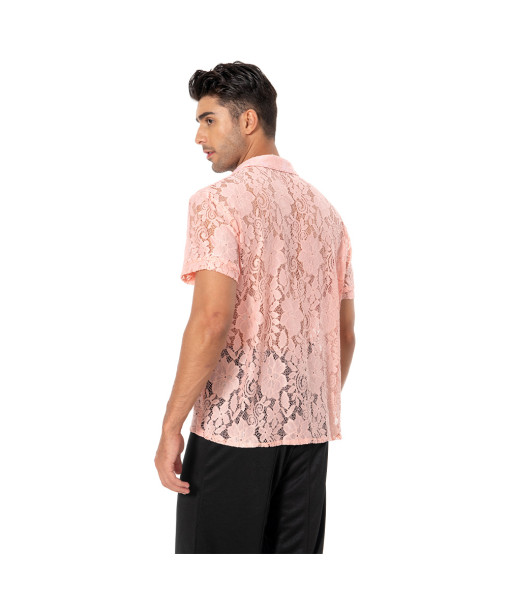 1980s Pink Lace Shirt Men Halloween Costume