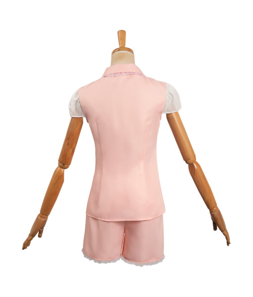 Women Pink Cute Pajamas Short Sleeve Shirt Pants 2Pcs