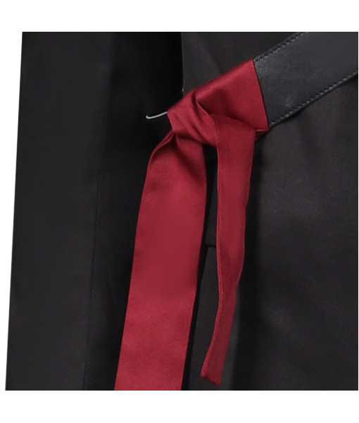 Men Black Suit Red Linin with Leather Stirp Uniform Outfit