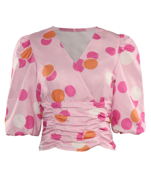 Women 70s Retro Pink Dot Corset Halloween Costume