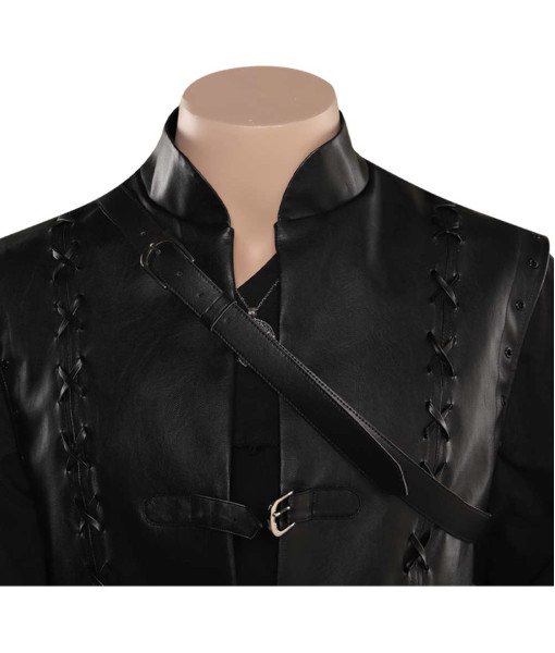 Men Medieval Fantasu Leather Light Amor Black Fullset Halloween Costume