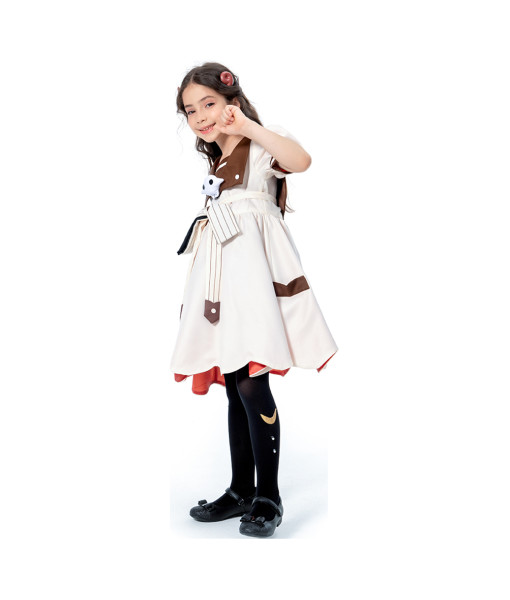 Kids Children Girl White Ghost Puff Dress Fullset Princess Dress Halloween Costume