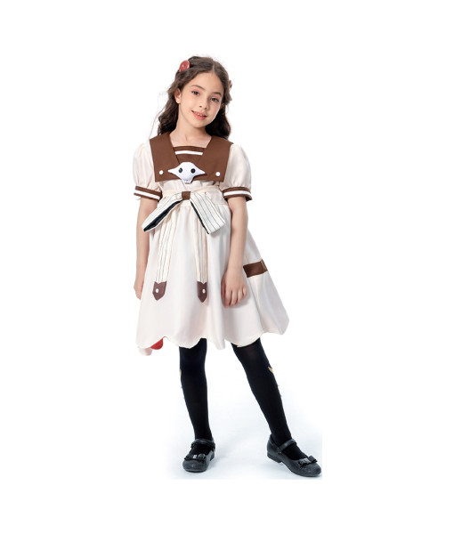 Kids Children Girl White Ghost Puff Dress Fullset Princess Dress Halloween Costume