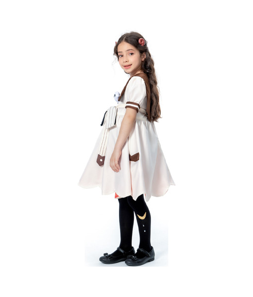 Kids Children Girl White Ghost Puff Dress Fullset Princess Dress Halloween Costume