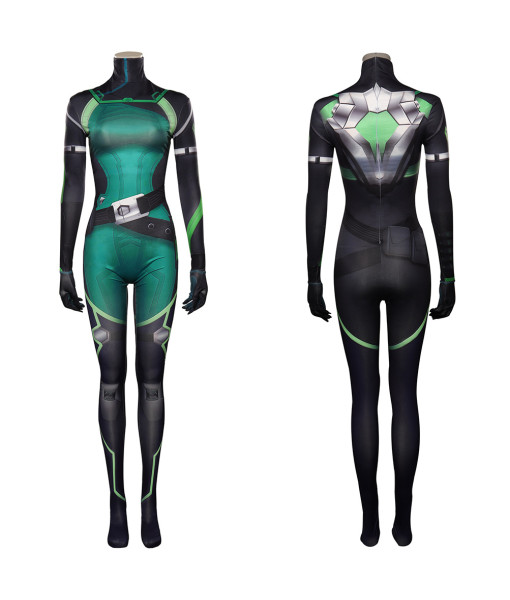 Women Green Futuristic Sci-Fi Style Jumpsuit Halloween Costume
