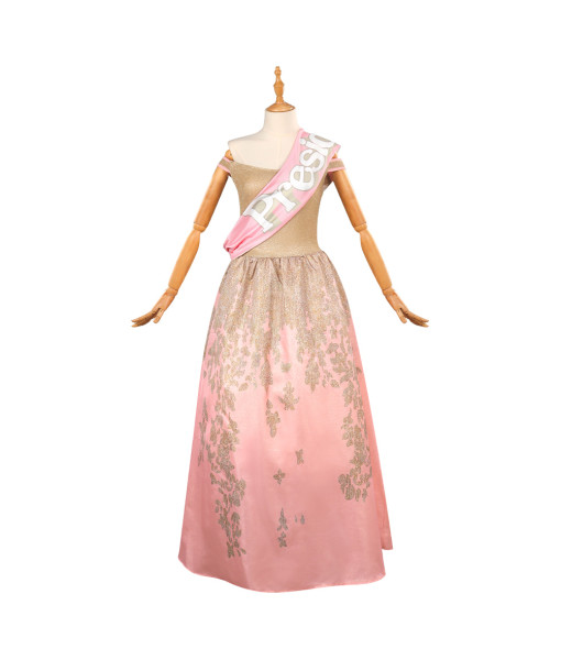 Women Vintage Miss Beauty Pageant Pink Dress Halloween Stage Costume