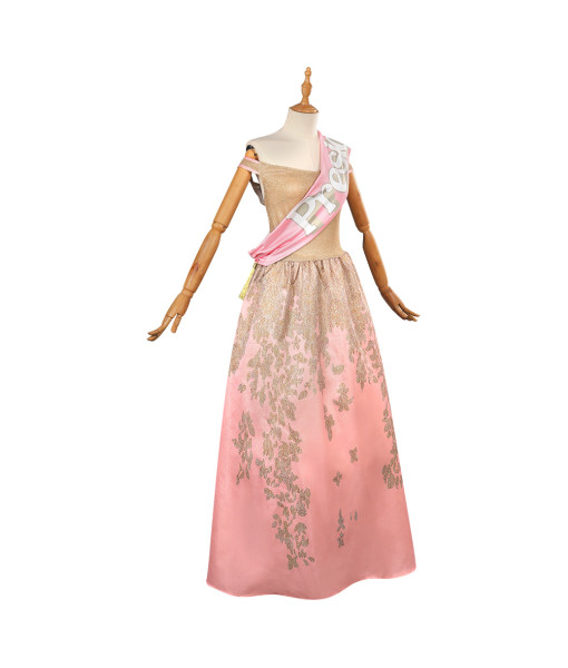 Women Vintage Miss Beauty Pageant Pink Dress Halloween Stage Costume