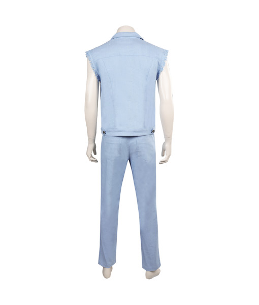 Men Blue Denim Vest Pants Fullset Outfit