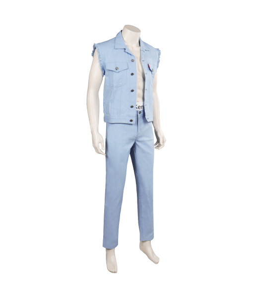 Men Blue Denim Vest Pants Fullset Outfit