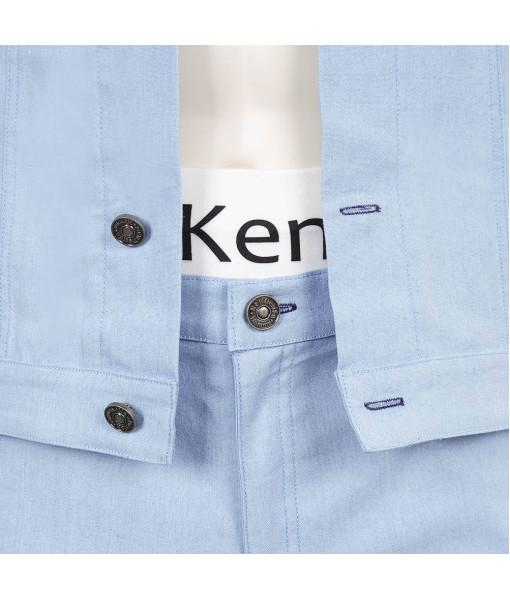 Men Blue Denim Vest Pants Fullset Outfit