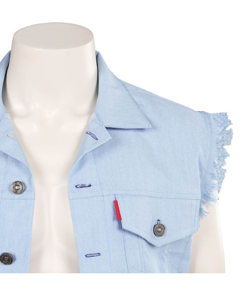 Men Blue Denim Vest Pants Fullset Outfit