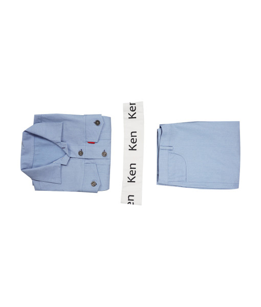 Men Blue Denim Vest Pants Fullset Outfit