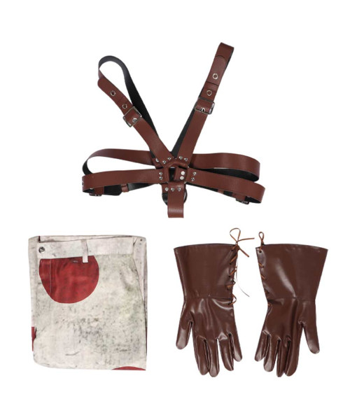 Men Brown Lychee Leather Pants Gloves Belt Outfit Apocalypse Style Halloween Costume