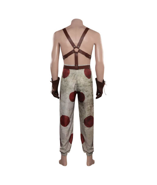 Men Brown Lychee Leather Pants Gloves Belt Outfit Apocalypse Style Halloween Costume