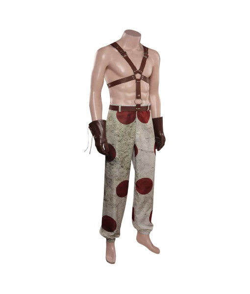 Men Brown Lychee Leather Pants Gloves Belt Outfit Apocalypse Style Halloween Costume