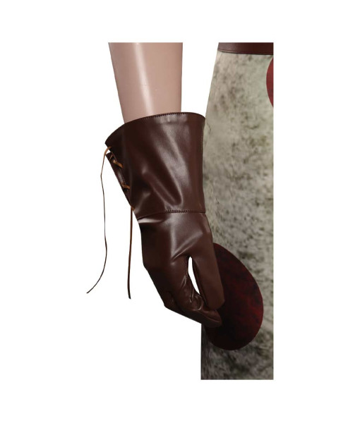 Men Brown Lychee Leather Pants Gloves Belt Outfit Apocalypse Style Halloween Costume