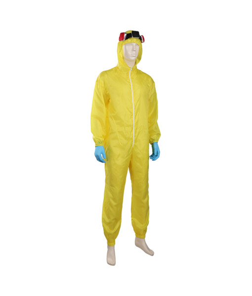 Breaking Bad Hazmat Lab Walter White Jumpsuit Costume with Half Mask Gloves