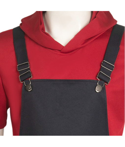 Men Red Shirt Denim Overall 