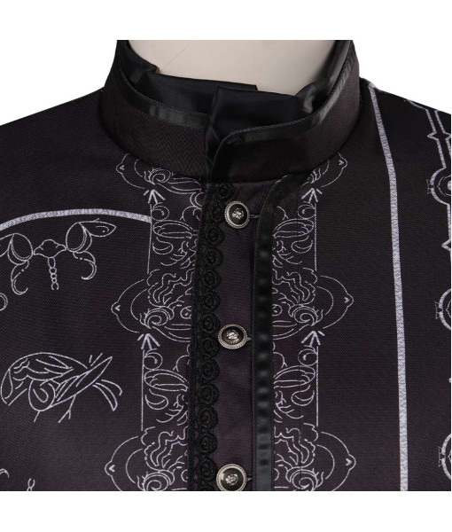 Men Medieval Fantasy Black Top Halloween Costume