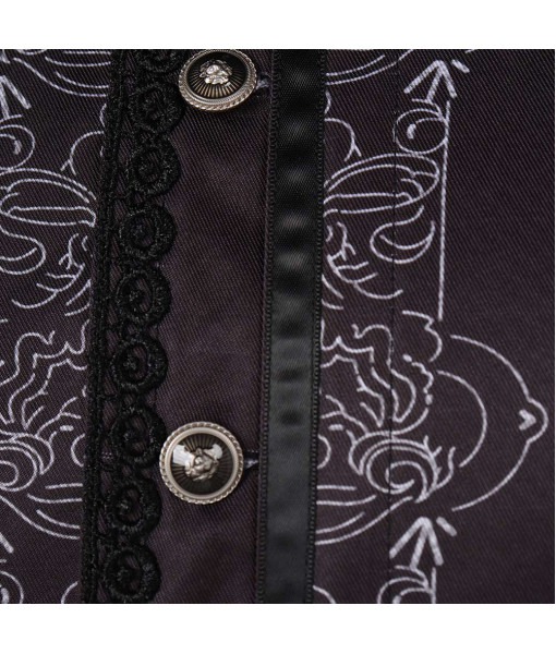 Men Medieval Fantasy Black Top Halloween Costume