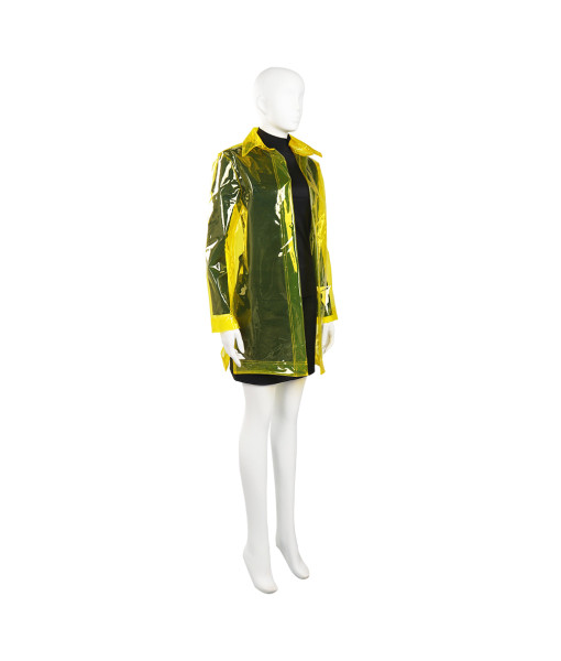 Women Yellow Plastic Coat Black Linin Sci-Fi Halloween Costume