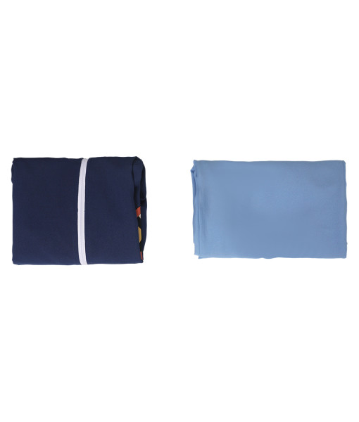 Men Blue Jacket White Fur Collar Pants 2Pcs Outfit