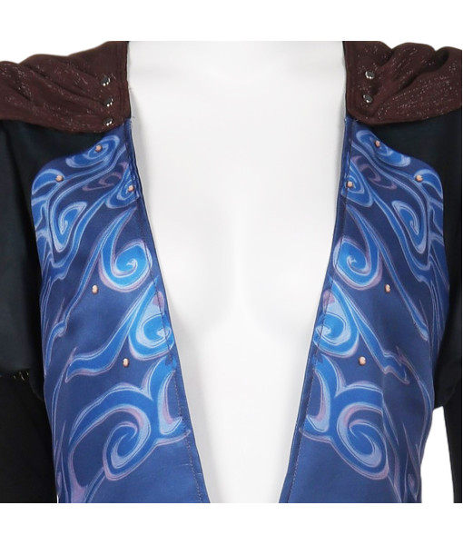 Women Medieval Fantasy Blue V Neck Long Dress Princess Wizard Halloween Costume