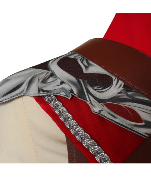 Women Medieval Fantasy Red Long Robe Outfit Warlock Fullset Halloween Costume