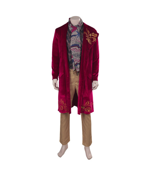 Men Dark Red Golden Trim Luxury Coat Suit Fullset Outfit Royal Style Halloween Costume
