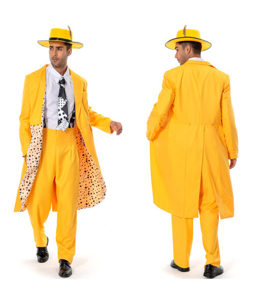 Stanley Ipkiss The Mask Jim Carrey Yellow Suit Men Uniform Cosplay Costume