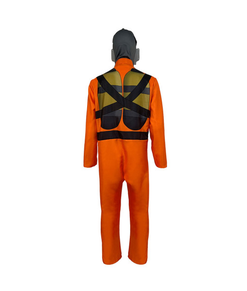 Kids Children Orange Radiation Suit and Gas Mask Fullset Halloween Costume