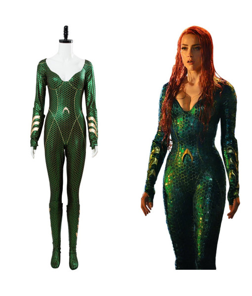 Mera Aquaman 2018 Superhero Green Jumpsuit Cosplay Costume