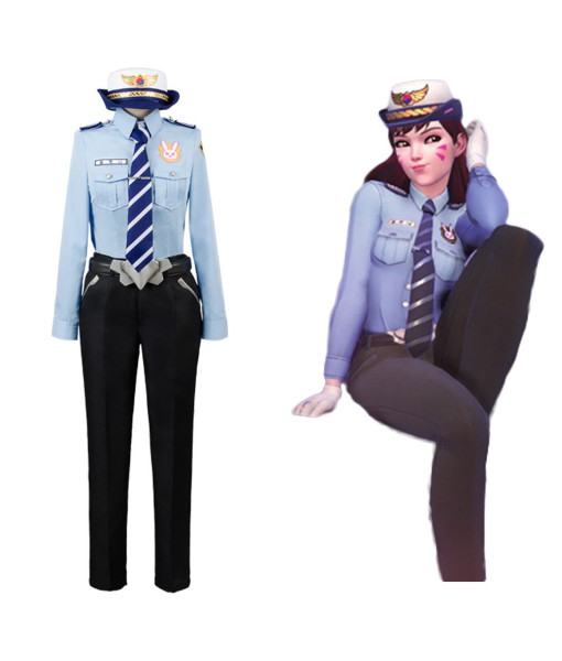 Hana Song Overwatch D.VA DVA Police Officer Uniform Cosplay Costume