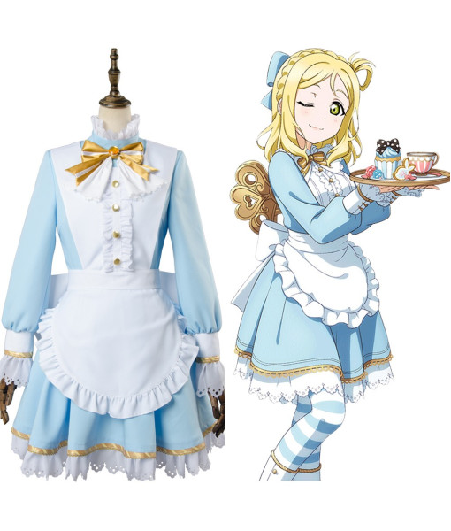 Mari Ohara Love Live!Aqours Wonderland Alice Ver Cosplay Costume Maid Suit Dress