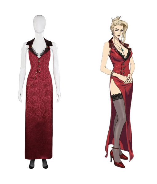 Scarlett Final Fantasy VII Remake Evening Dress Halloween Overskirt Cosplay Costume