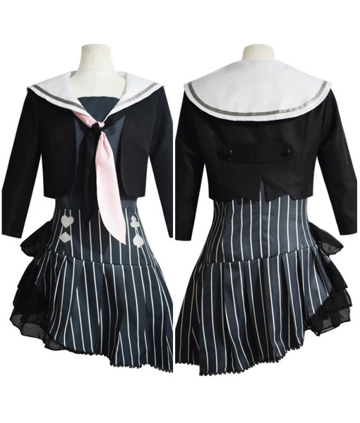 Women Black Sailor Suit Strip Skirt School Uniform JK Halloween Costume