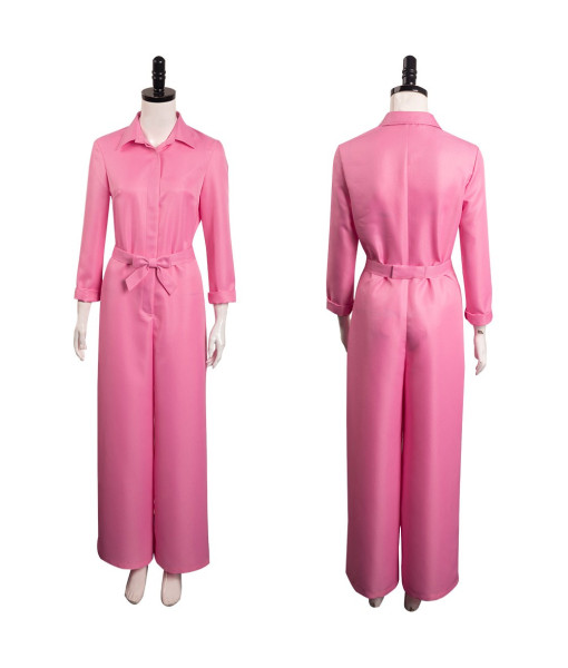 Women 80s Vintage Pink Jumpsuit Worker Halloween Costume